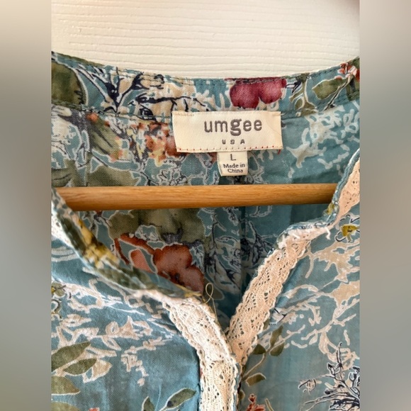 Umgee fall floral cottage long sleeve pullover hidden button blouse large - Picture 2 of 9